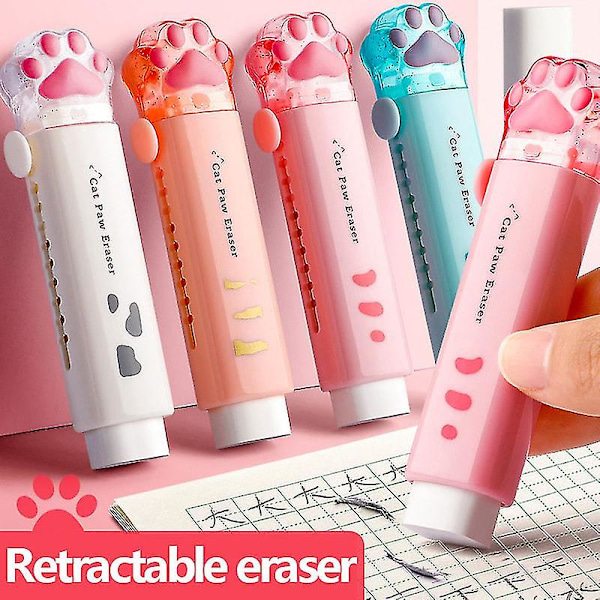 Kawaii Retractable Eraser Sød Kat Koreansk Papirvarer Gummi Tegning Viskelæder Børns Skoleartikler Kontor | | -（Hvid）