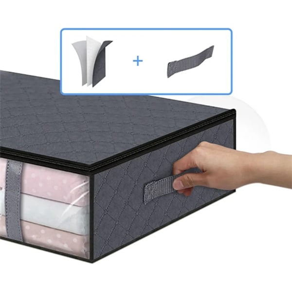 60*45*15cm sänglåda set om 2 sänglådor förvaringsväska för täcke/filt under sängen grå klädförvaring förvaringslådor