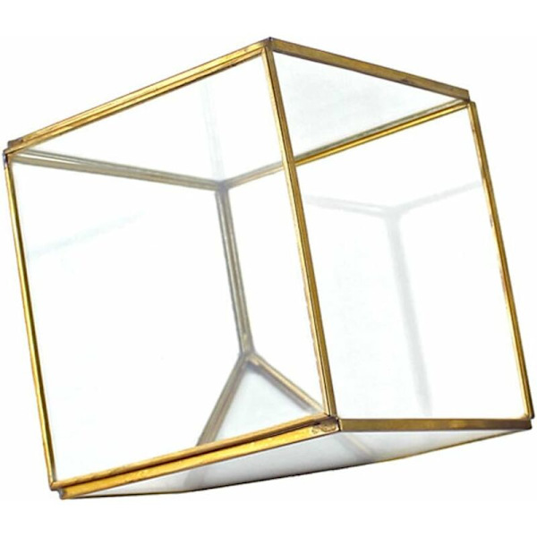 Glasblomkruka med geometriska glasbitar för terrarium heminredning köttig växtblomkruka - Koppar longziming