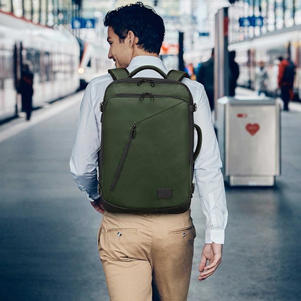 Carry On Backpack, Extra Large Travel Backpack Expandable Airplane Approved Weekender Bag（Grön）