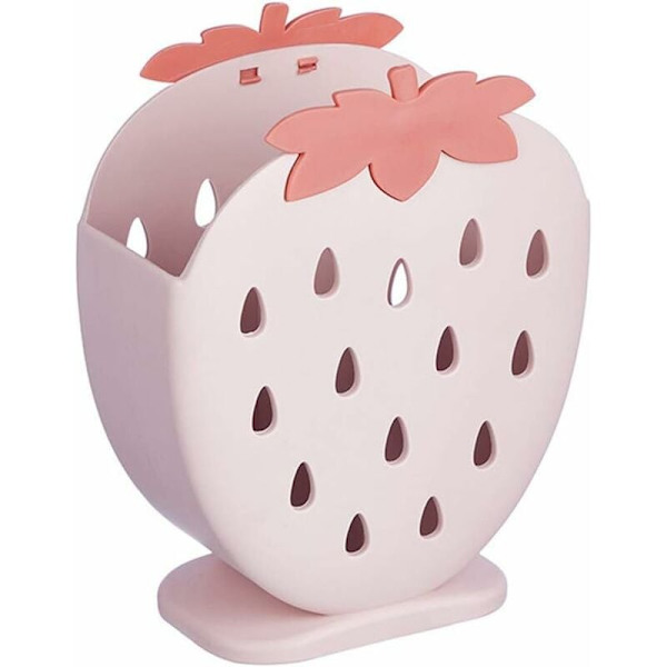 1-pack jordgubbsformad ätpinnehållare bestickorganisatör för köksredskap (ljusrosa, 5,6x2,56x7)