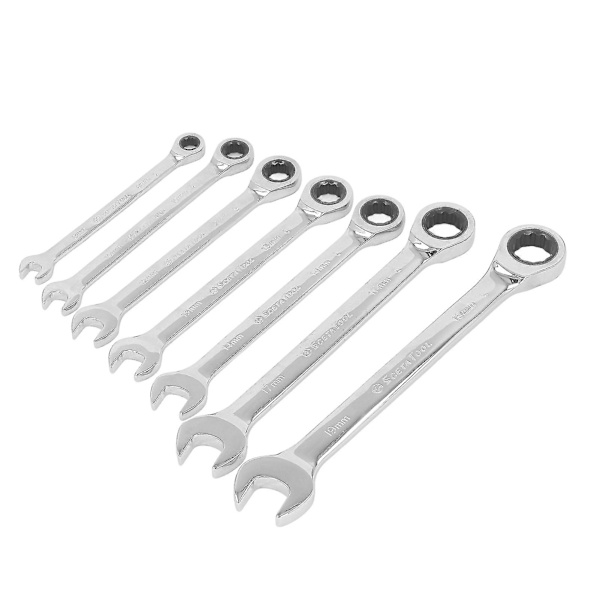 7 stk. Ratchetnøglesæt Metrisk 72 Tænder Crv Nøgler Håndværktøj 8 10 12 13 14 17 19mm