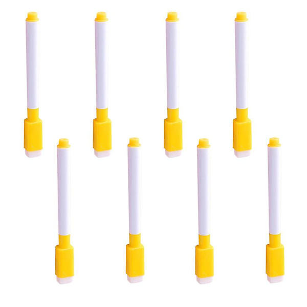 Magnetisk torr-torkmarkör, 8 set, magnetisk torr-torkmarkör, torr-torkmarkör med magnet (gul)