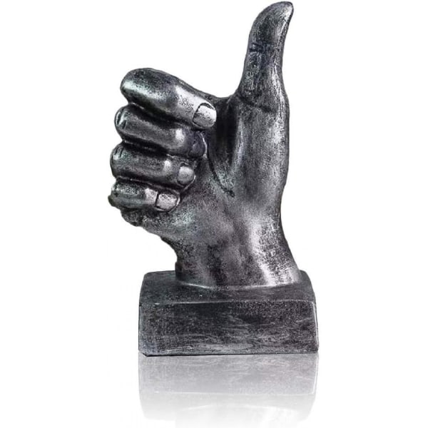 Mike Silver Polyresin Håndgest Bevegelse Skrivebord Statuer Finger Skulptur Dekor - Sølv Tommel Opp Skulptur