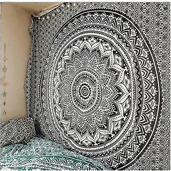 Vægophæng Bohemian Style Dekorativt håndklæde/sengebetræk Tapestry Sort