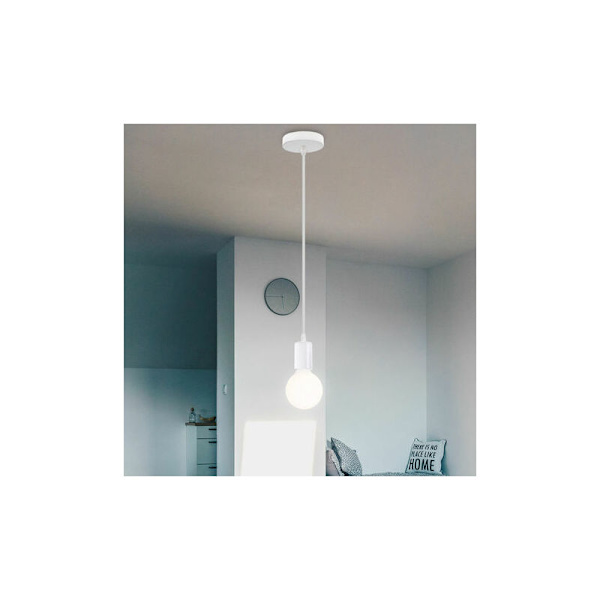 Set med 2 retro industriella lampskärmar i metall, taklampa i Edison E27, taklampa för sovrum, kök, vardagsrum, bar - vit – vit? DRIVE