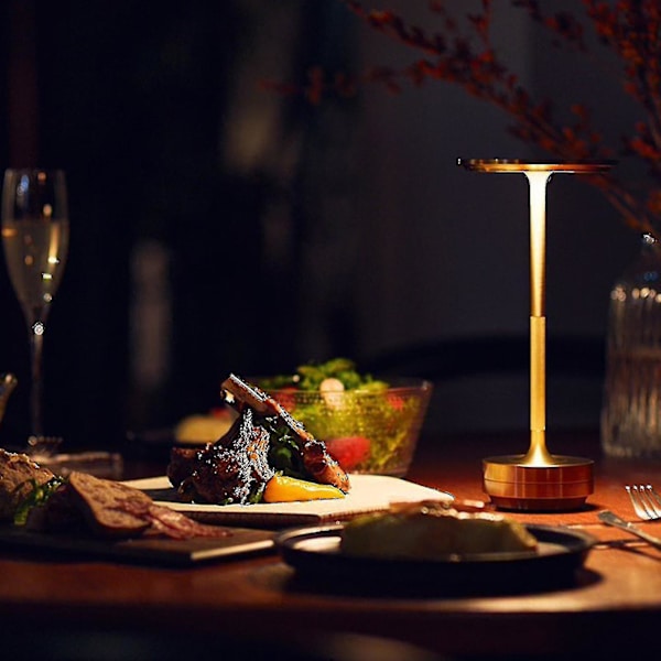 Led-bordlampe, trådløs, dæmpbar læselampe, vandtæt metal USB-genopladelig bordlampe - 1 stk. Høj kvalitet (sølv)