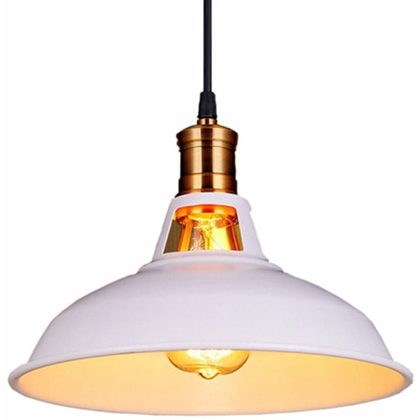 Vintage industriell taklampa E27 LED-lampa Retro taklampor Skärm för kök Matsal Vardagsrum Sovrum Restaurang, vit