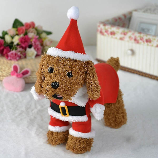 Fashion Hund Kläder Röd Hatt Vinterkläder Söta Katter Jul Foto Props