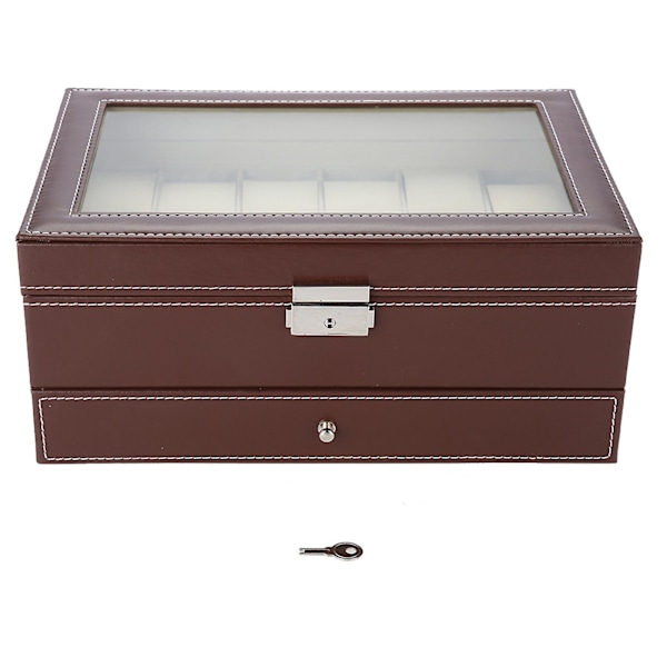 Dobbelt lag 12 slots PU læder ur opbevaringsboks smykker display box holder organizer