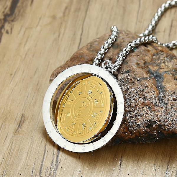 Kaksiväriset miesten Tai Chi Yin Yang -riipus Bagua Bagua -amulettikaulakoru