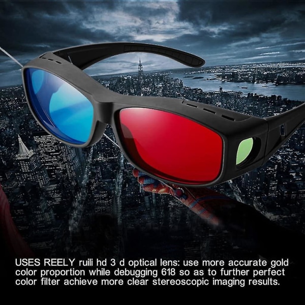 Punaiset ja siniset 3d-lasit/syaani kohokuvioidut yksinkertaiset 3d-lasit 3d-elokuvapeli-lisäpäivitys