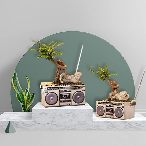 Kreativ blomkruka retro radioformad prydnad blomkruka multifunktionell krukväxt hartshantverk personlig heminredning (a)