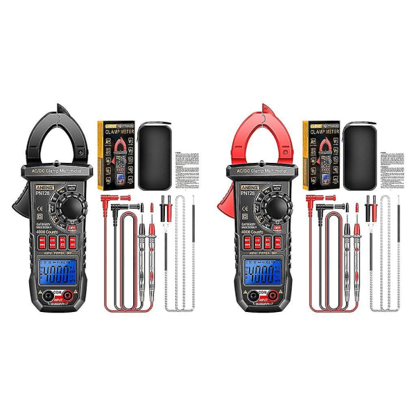 Tångamperemeter Digital Multimeter Ström 4000räkningar Amperemeter Spänningstestare（Svart）