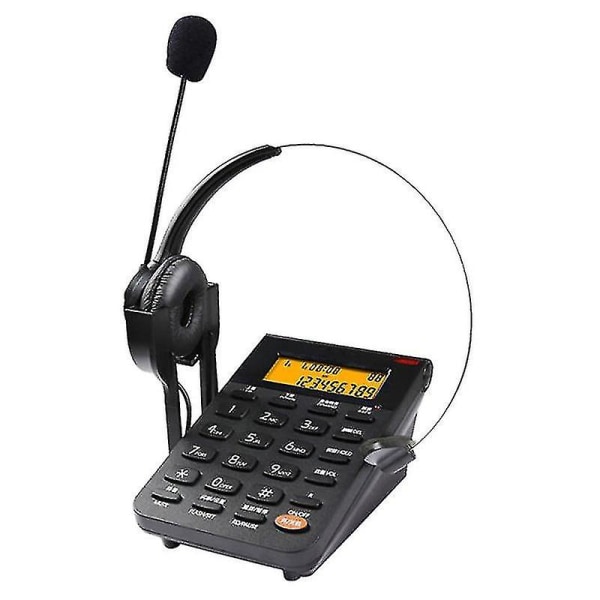 Kabeltelefon med headset &amp; Tavle, opkalds-id, computeroptagelse, baggrundsbelyst, justerbar lydstyrke til husets callcenterkontor