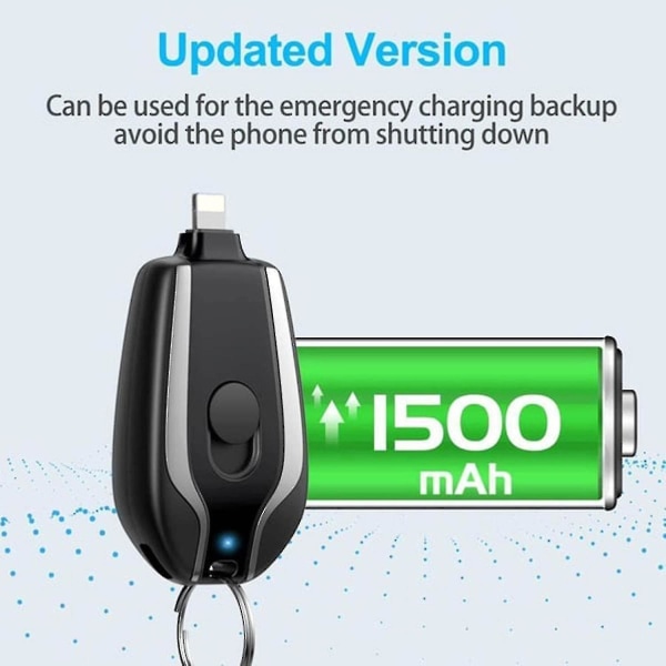 1500mah Power Fob Kannettava Mini Power Bank -hätälaturi matkapuhelimen korvasarjan kannettavaan avaimenperään (musta, omena)