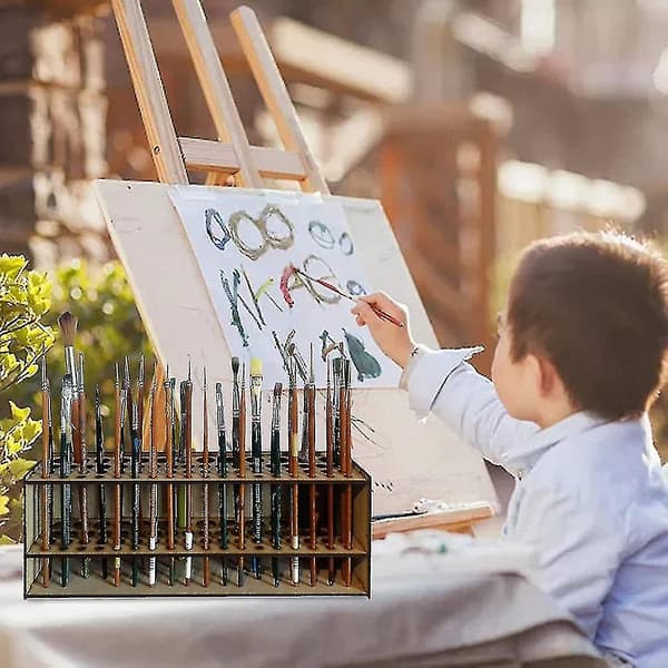 Børsteholder 67 huller træ maling blyant børste arrangør rack selvmontering