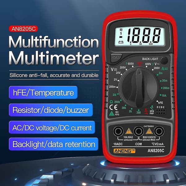 AC/DC Amperemåler Volt Ohm Tester Meter Diode Multimeter Elektrisk Tester Meter（Blå）