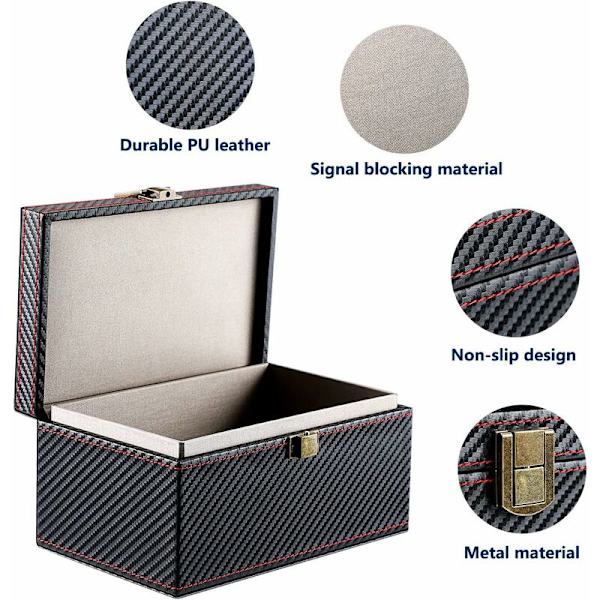 Nyckellös bilnyckel säkerhetsbox, Faraday bur nyckellös Go kontaktlös nyckelskydd PU stöldskyddsbox blockerar nyckelbrickaens RFID- och NFC-signal