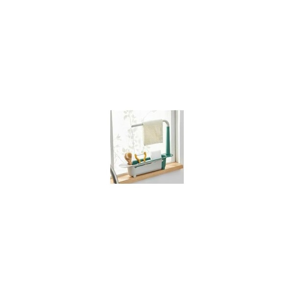 Kökssvask Retractable Drain Rack Drain Basket Cloth Plastic Finish Retractable Drain Rack Retractable Drain Rack Diskmaskin Drain Grön