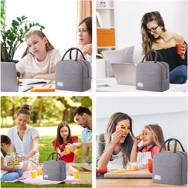 8L Isolerad väska Måltid Dörr Arbete Kontor Resa Skola Utomhus Camping Picknick (Grå, 8L)