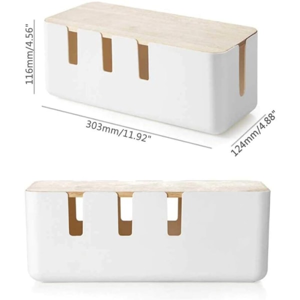 Kabelbox Stor kabelbox i plast och trä, kabelhantering och organisering för maximal säkerhet, vit?