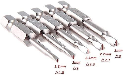 5-pack Triangle Head Magnetisk Skruvmejsel Bit Set S2 Stål 1.8mm, 2mm, 2.3mm, 2.7mm, 3mm