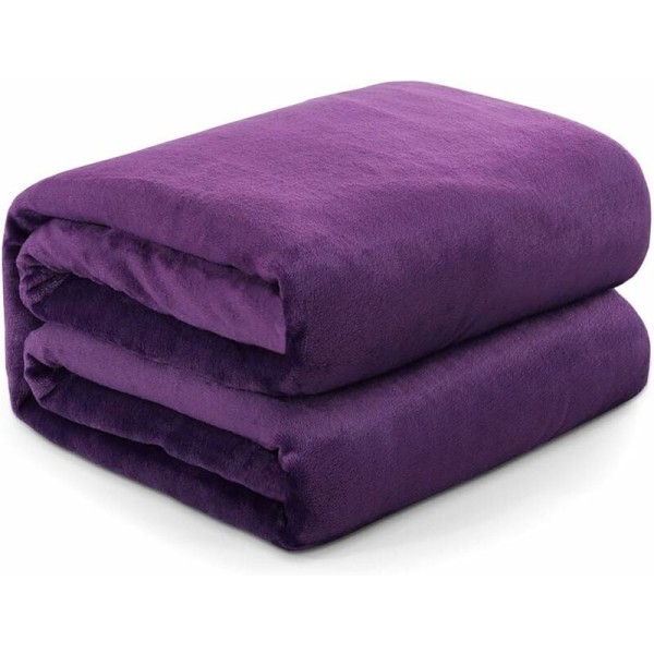Mysig filt, fluffig fleecefilt, mjuk och varm för säng, soffa, gosig filt som sofffilt, 130x150cm, lila