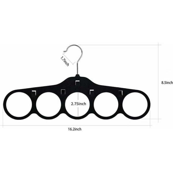 Set med 3 sammetshängare för halsdukar, sjalar, slipsar, skärp eller andra tillbehör, svart