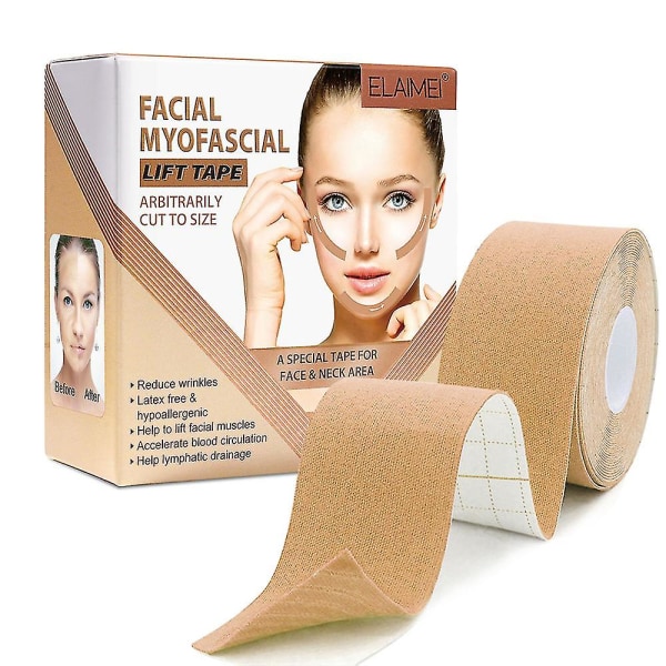 Myofascial Lift Tape for ansikts-rynkelapper - oppstrammende og oppstrammende anti-rynkeklistremerker for ansikt, øyne og nakke