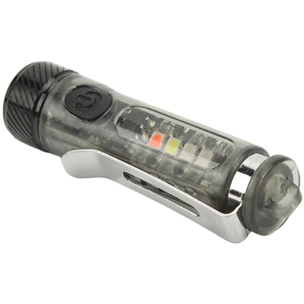 Nyckelring Ficklampa Röd Blå Svart Ljus Pen Clip Design Mini LED Ficklampa IP65 Vattentät Emergency Camping (Transparent Svart)