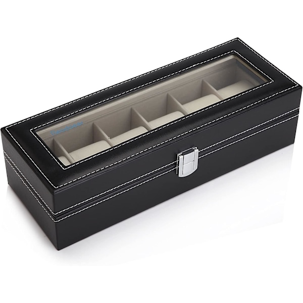 Klocklåda för 6 klockor display/box/förvaringslåda (svart)