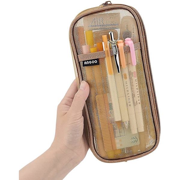 Grid Pencil Case with Zipper Transparent Makeup Color Bag Cosmetic Bag Multifunctional Travel School Teen Girls Transparent Stationery Bag Office