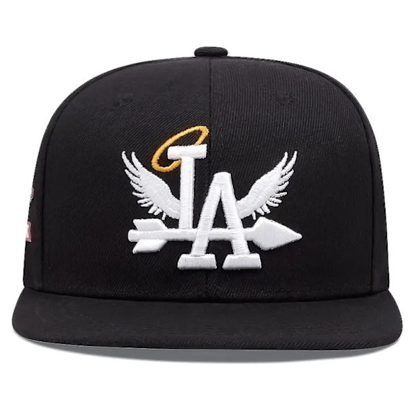 Vinget brev broderi baseball kasket hip hop åndbar snapback hatte ensfarvet (justerbar, hvid)