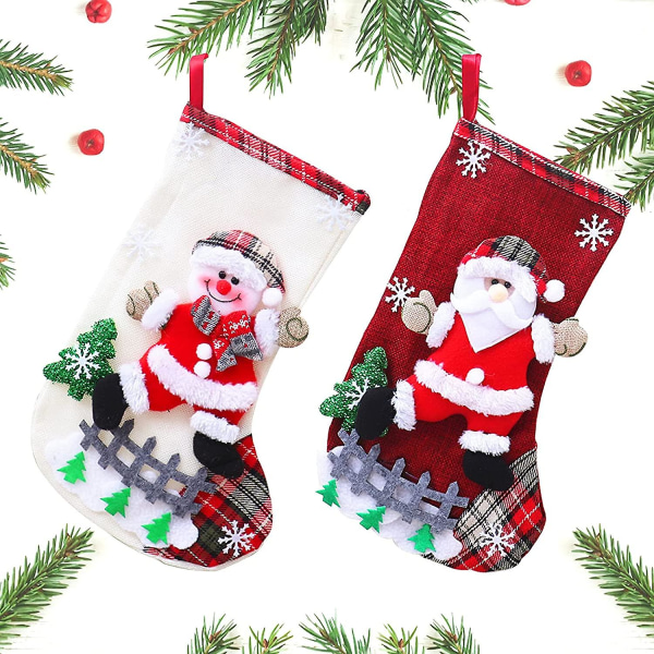 Personliga julstrumpor, 2 stycken julstrumpor att brodera, tecknad Deco Nol Sapin Santa Claus Bonhomme, julstrumpor kompatibla med Deco