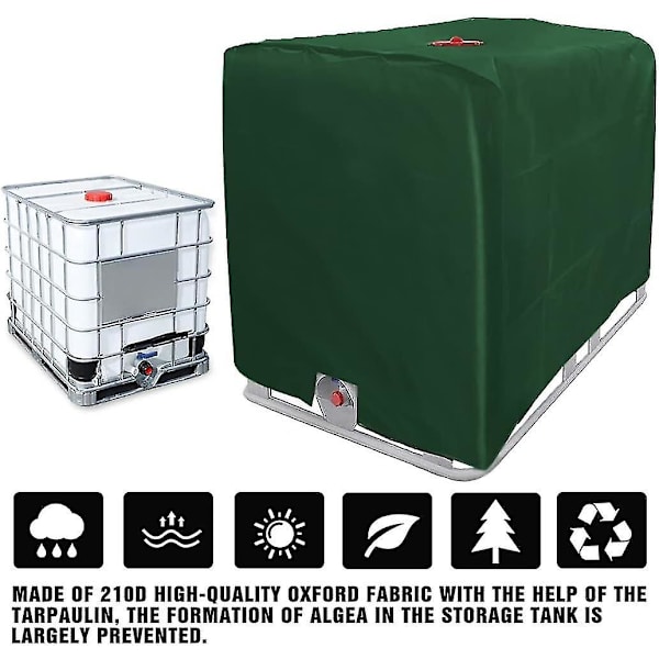 (Vihreä) IBC-säiliön peitepressu 1000 litran IBC-säiliöön, 116 x 100 x 120 cm, UV-suoja, vedenpitävä