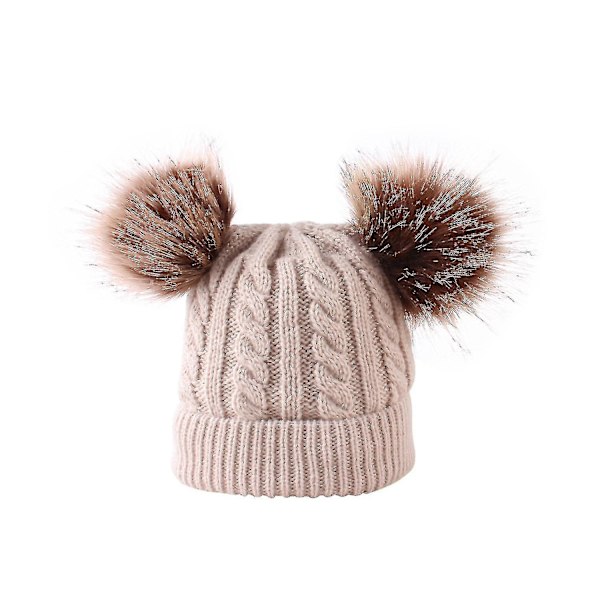 Valkoinen tupla pompom vauvan hattu vauvalle syksy talvi lämmin virkattu beanie hattu