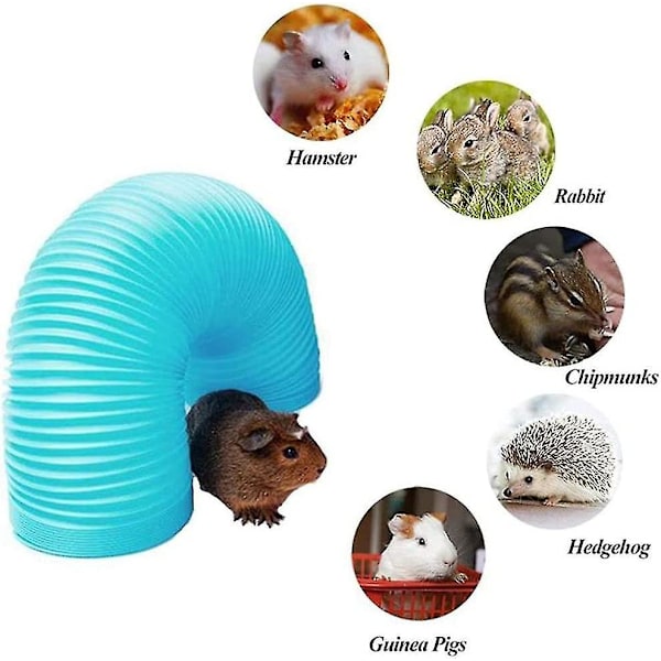 Hållbar teleskopisk rör hamster rör gömma rör iller hamster leksaker träningsrör (blå)