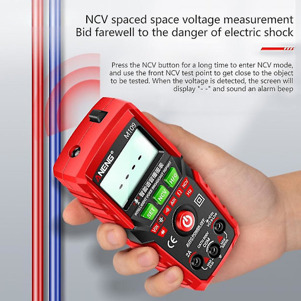 Digitalt voltmeter, amperemeter, ohmmeter, multimeter, spænding AC DC tester meter (sort)