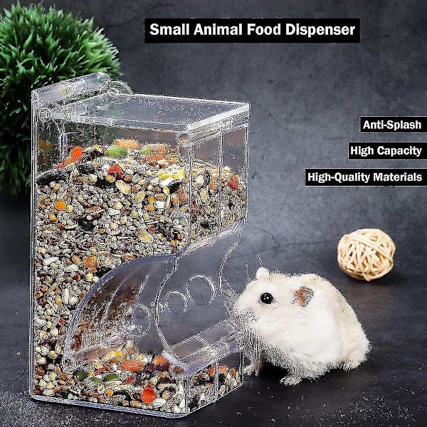 Hamster Foderautomat til Små Dyr Automatisk Dispenser til Kæledyrspellets Foderopbevaringsbeholder