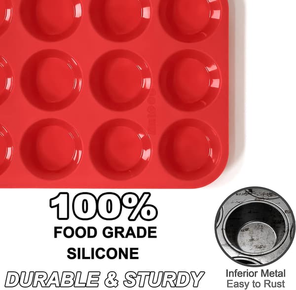 Silikone Muffinform - Mini 24 Kopper Cupcakeform. Non-Stick Silikone Bageforme