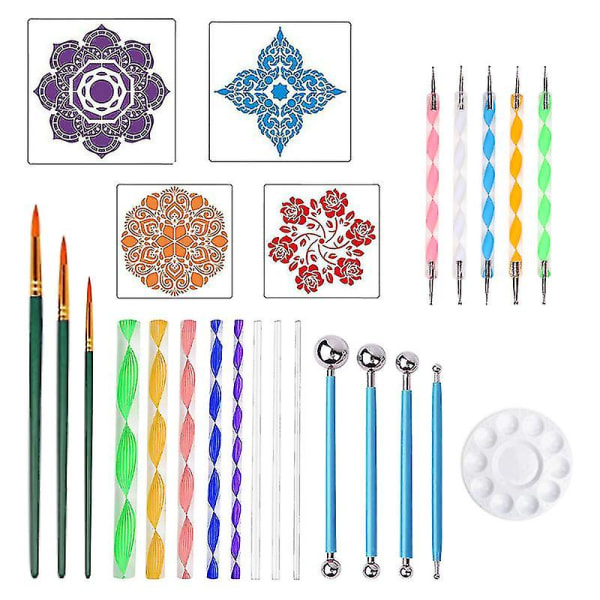 Gör-det-själv Mandala Prickverktyg Set för att måla stenar Dot Kit Rock Stone Målning Penna Polka Dot Art Tool Mall Kosmetisk