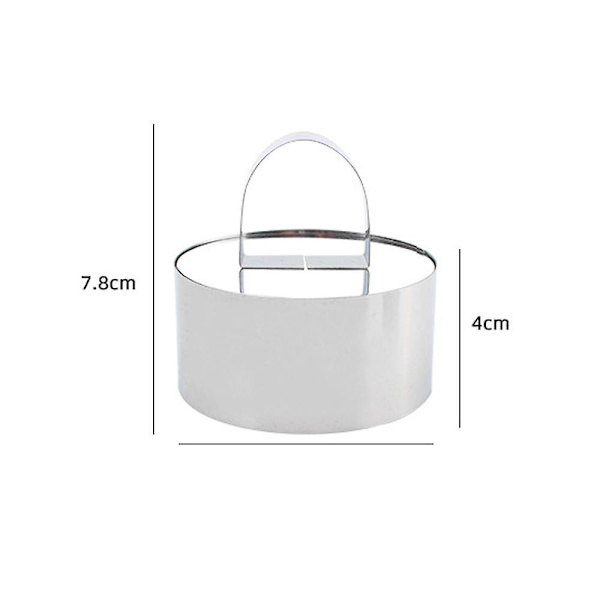 4 stk runde kakeformringer i rustfritt stål, 8 * 4 cm