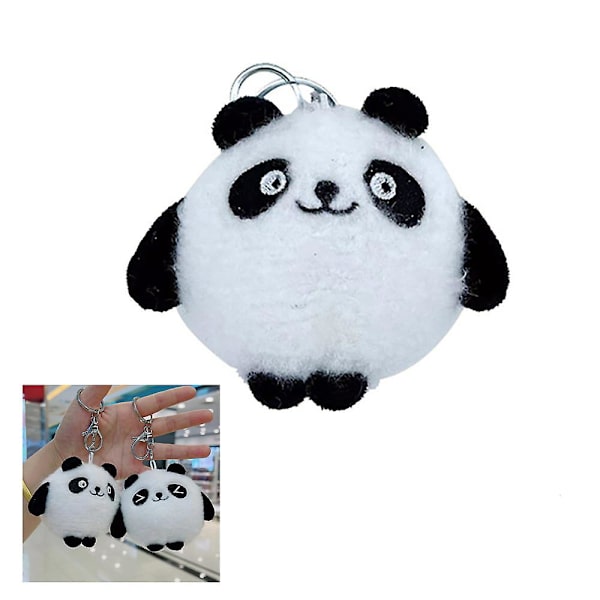Plys Panda Nøglering Super Sød Blinkende Store Øjne Panda Nøglering Dukke Kvinder Mode Sød Taske Tilbehør Bil Nøglering-tilfældigt Udtryk