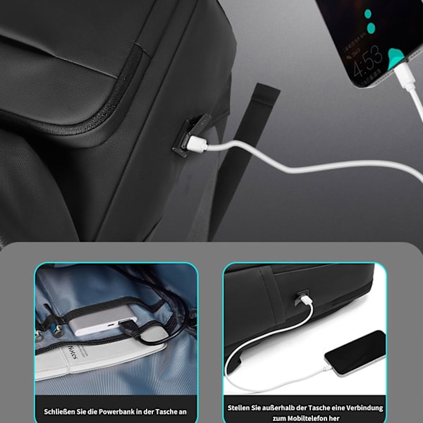 Lätt affärsryggsäck High Tech Ryggsäck Hållbar Handbagage Casual Daypacks Svart