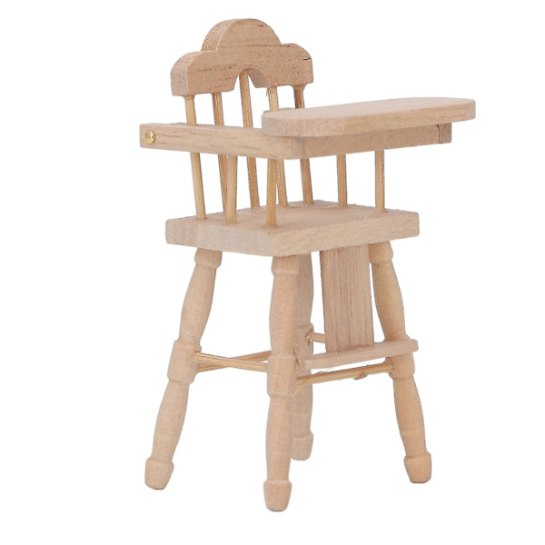 1/12 Dockhus Baby Matstol Livsliknande Fällbar Miniatyr Möbel Modell Björk Trä Vacker Dockhus Dekoration