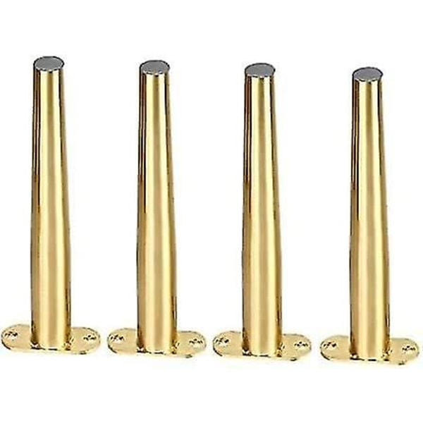 Rustfrit stålmøbelstøtteben - Udskift korte metalsofaben, planforsænkede ben til gør-det-selv-sofaborde - Guld (25 cm/9,8 tommer)