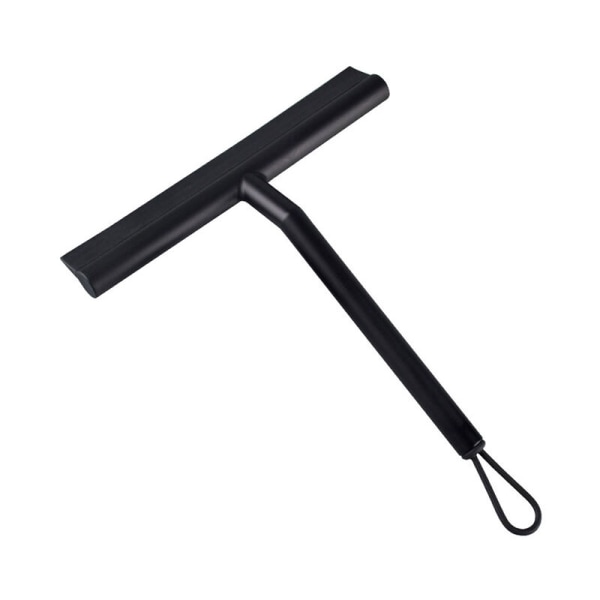Glasduschskrapa Tvätt Skrapa Torkare Golvfönster Rengöring Hus Vatten Väggspegel med Handtag (Squeegee + Svart krok)