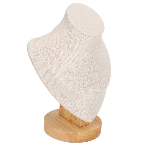 Halsbandshållare i flanell och PU-läder, beige