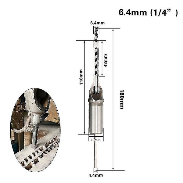 6.4/8/9.5/12.7mm Vridborr Bits Träbearbetning Borrverktyg Kit Set Fyrkantig Auger Mejsling Borr Set Fyrkantigt Hål